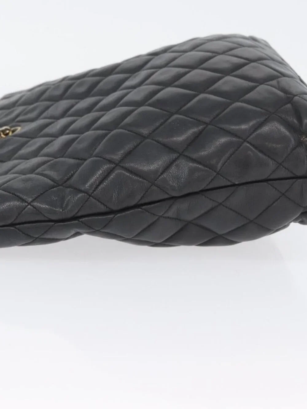 CHANEL Matelasse Chain Shoulder Bag Lamb Skin Black Gold CC Auth ARZ445